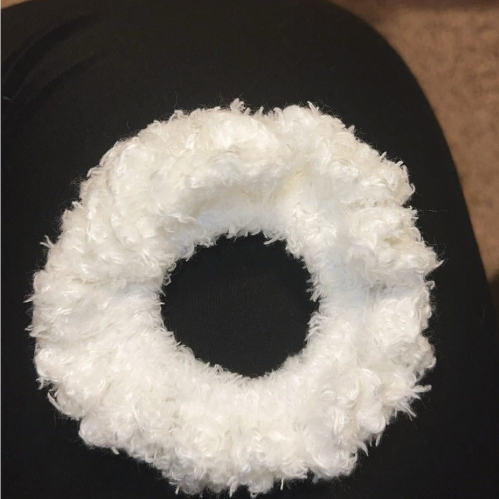 Fluffy White Hair Scrunchie